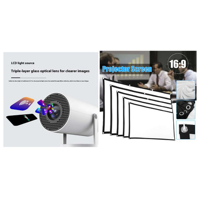 Portable Projector Small Straight Projector for Home Use 180 Degrees Projection Angle Automatic Focus Home Video Projector