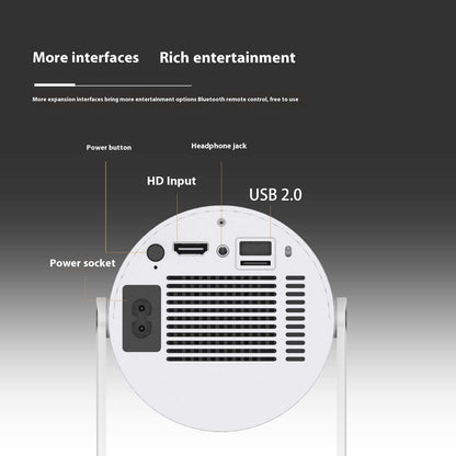 Portable Projector Small Straight Projector for Home Use 180 Degrees Projection Angle Automatic Focus Home Video Projector